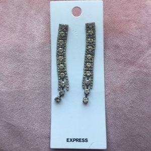 Triple Row Clear Crystal Dangle Earrings